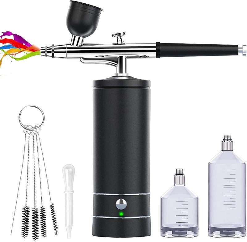 rhinowisdom Airbrush Kit Rechargeable Cordless Airbrush Compressor - Airbrush Gun, Airbrush Set Portable Wireless Air Brush for Nail Art, Barber, Cake Decor, Makeup, Model Painting - Image 1